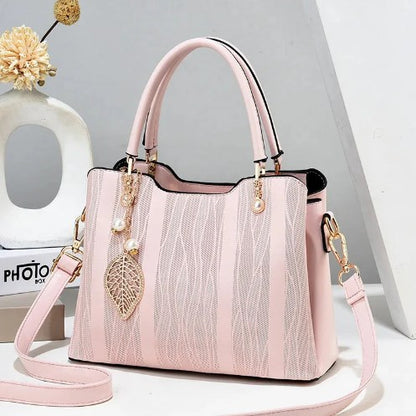 Faux Leather (PU) Handbag with Leaf Charm