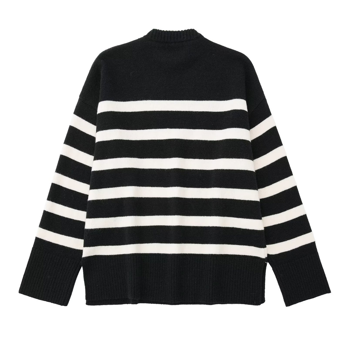 2024 Autumn Women's Striped Long Sleeve Knit Sweater