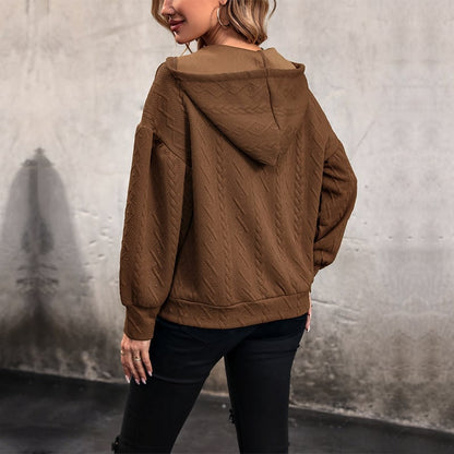 Hooded V-Neck Knit Sweater “Lorena”
