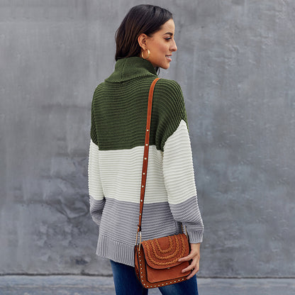 Colour-Block Turtleneck Knit Sweater “Carolina”