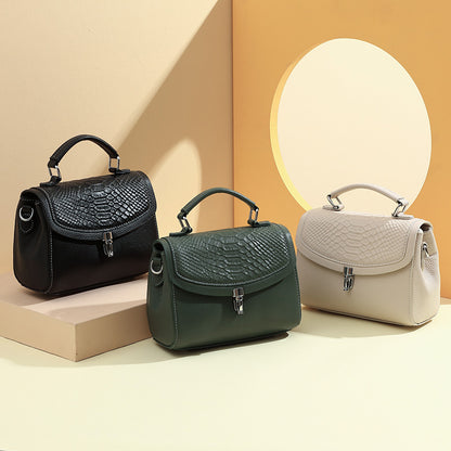 Croc-Embossed Leather Top-Handle Bag