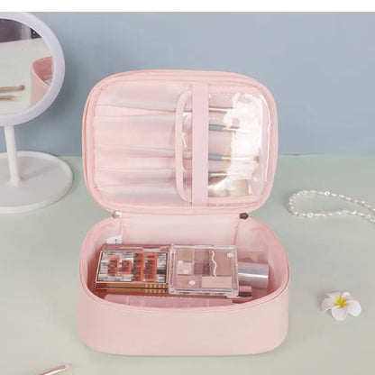 2-Piece Faux Leather (PU) Travel Makeup Bag Set