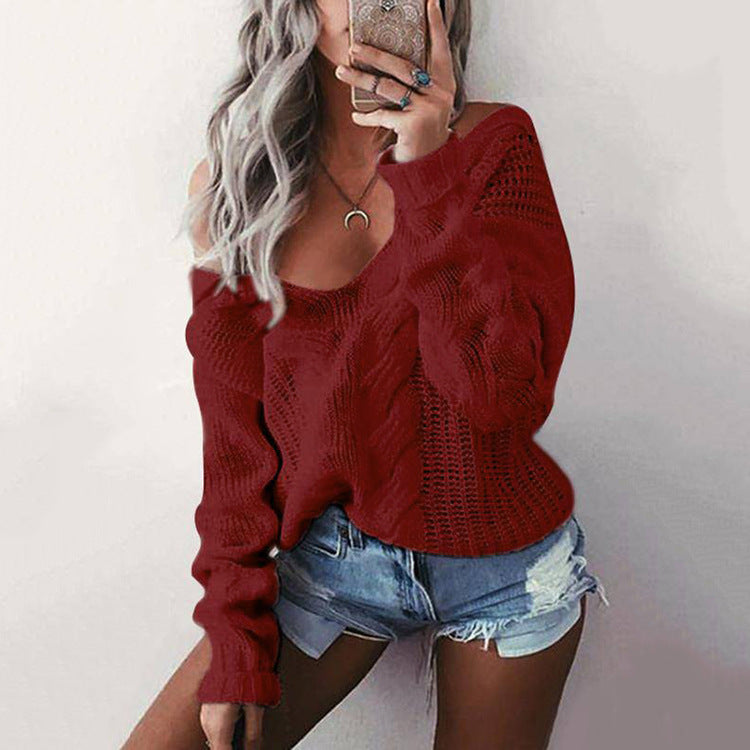 Zopfstrick-Pullover mit V-Ausschnitt „Marina“