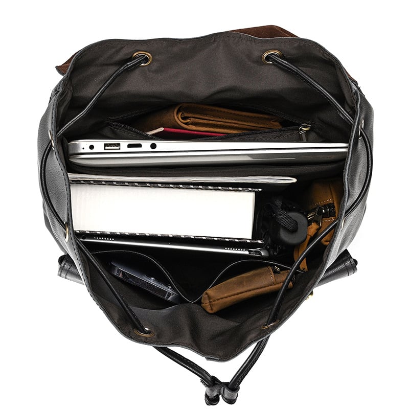 Vintage-Lederrucksack mit Kordelzug