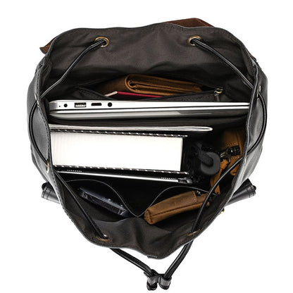 Vintage-Lederrucksack mit Kordelzug