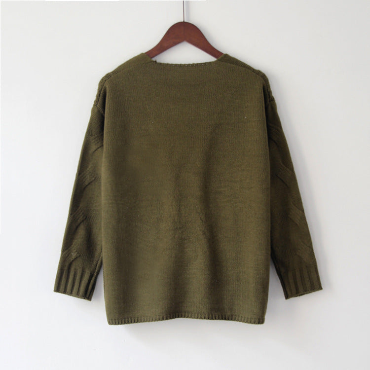 Zopfstrick-Pullover mit V-Ausschnitt „Marina“