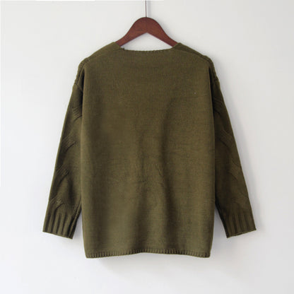 Zopfstrick-Pullover mit V-Ausschnitt „Marina“