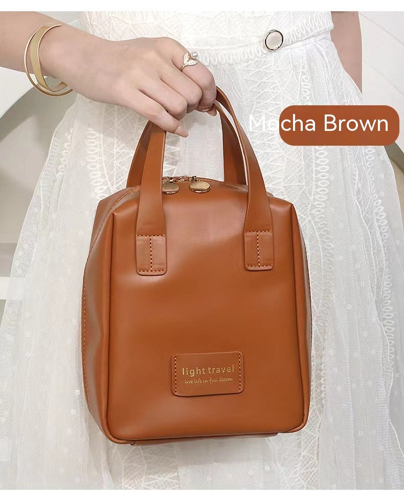 Muschel-Kosmetiktasche mit Henkeln aus PU-Kunstleder