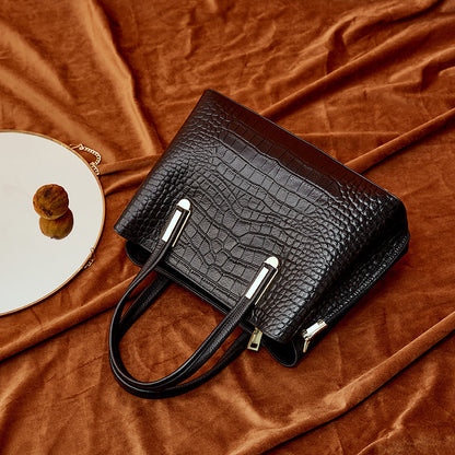 Croc-Embossed Leather Handbag