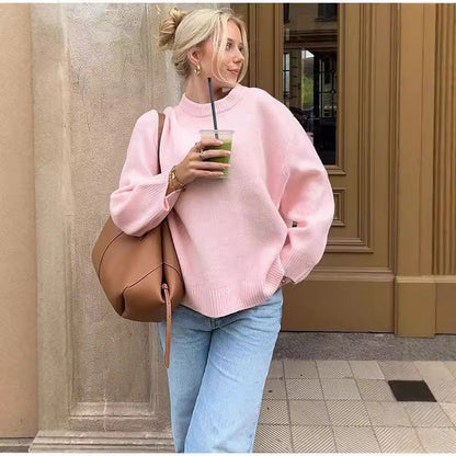 Oversized Crew-Neck Knit Sweater “Paulina”