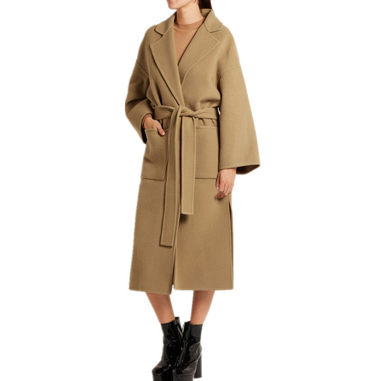 Belted Camel Wrap Coat “Thea”