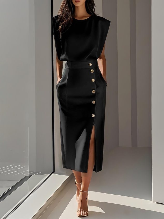 Structured Sleeveless Midi Dress “Stephanie”