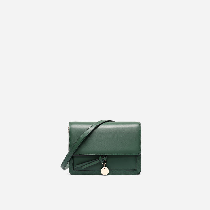 Leather Flap Crossbody Bag with Charm