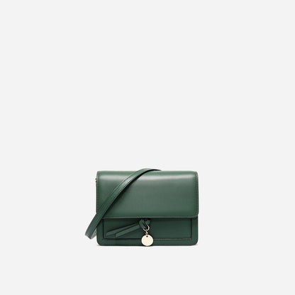 Leather Flap Crossbody Bag with Charm