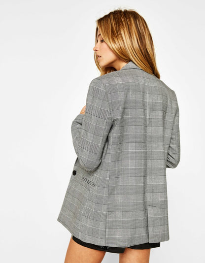 Glen Check One-Button Blazer “Signe”