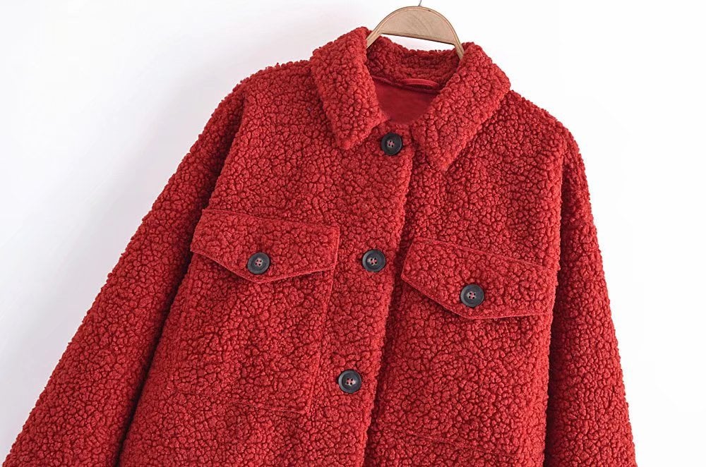 Red Teddy Shirt Jacket “Smilla”