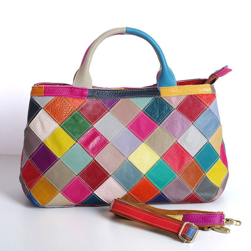 Diamond Patchwork Leather Tote