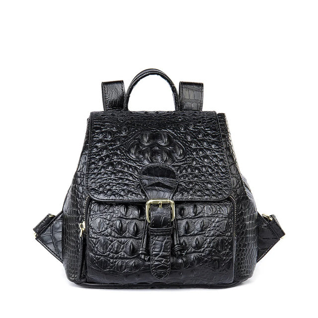 Rucksack aus Leder in Kroko-Optik