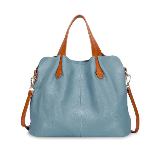 Simple Casual Soft Leather Tote Bag for Women