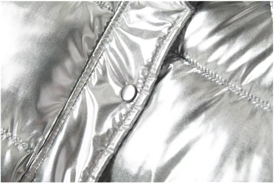 Metallic Silver Puffer Jacket “Saga”