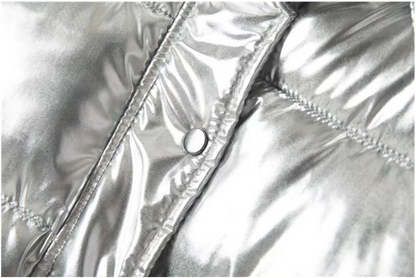 Metallic Silver Puffer Jacket “Saga”