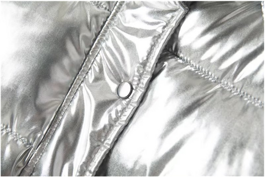Metallic Silver Puffer Jacket “Saga”