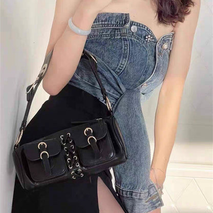 Faux Leather (PU) Buckle Baguette Bag