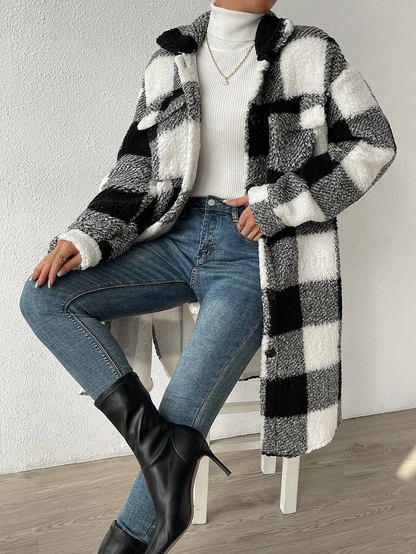 Long Plaid Teddy Shacket “Tilda”