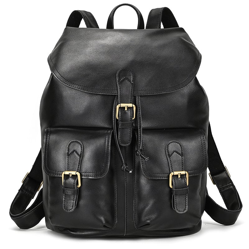 Vintage-Lederrucksack mit Kordelzug