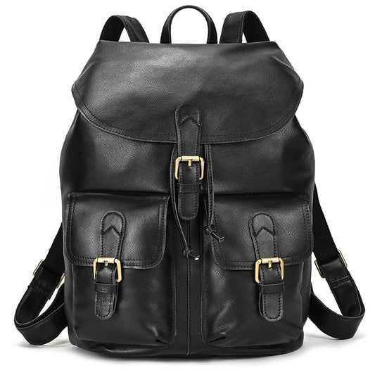 Vintage-Lederrucksack mit Kordelzug