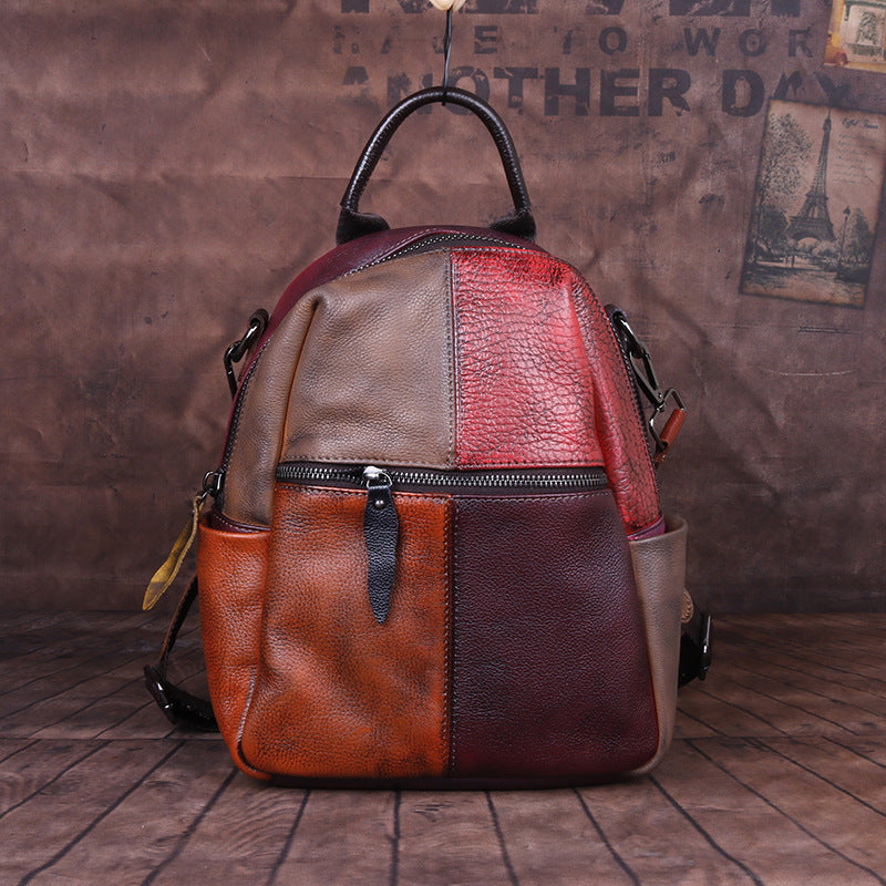 Zweifarbiger Lederrucksack
