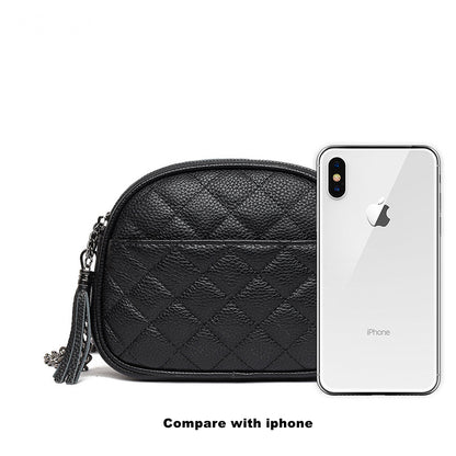 Quilted Leather Oval Crossbody Bag