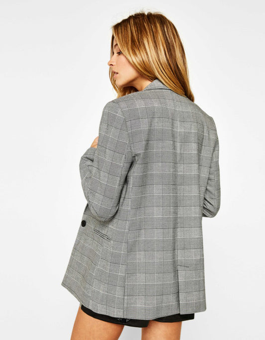 Glen Check One-Button Blazer “Signe”