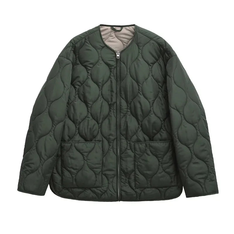 Collarless Quilted Jacket “Svea”