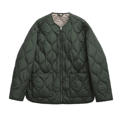 Collarless Quilted Jacket “Svea”