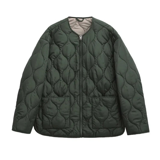 Collarless Quilted Jacket “Svea”