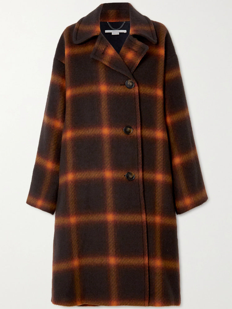 Oversized Orange Check Coat “Tove”