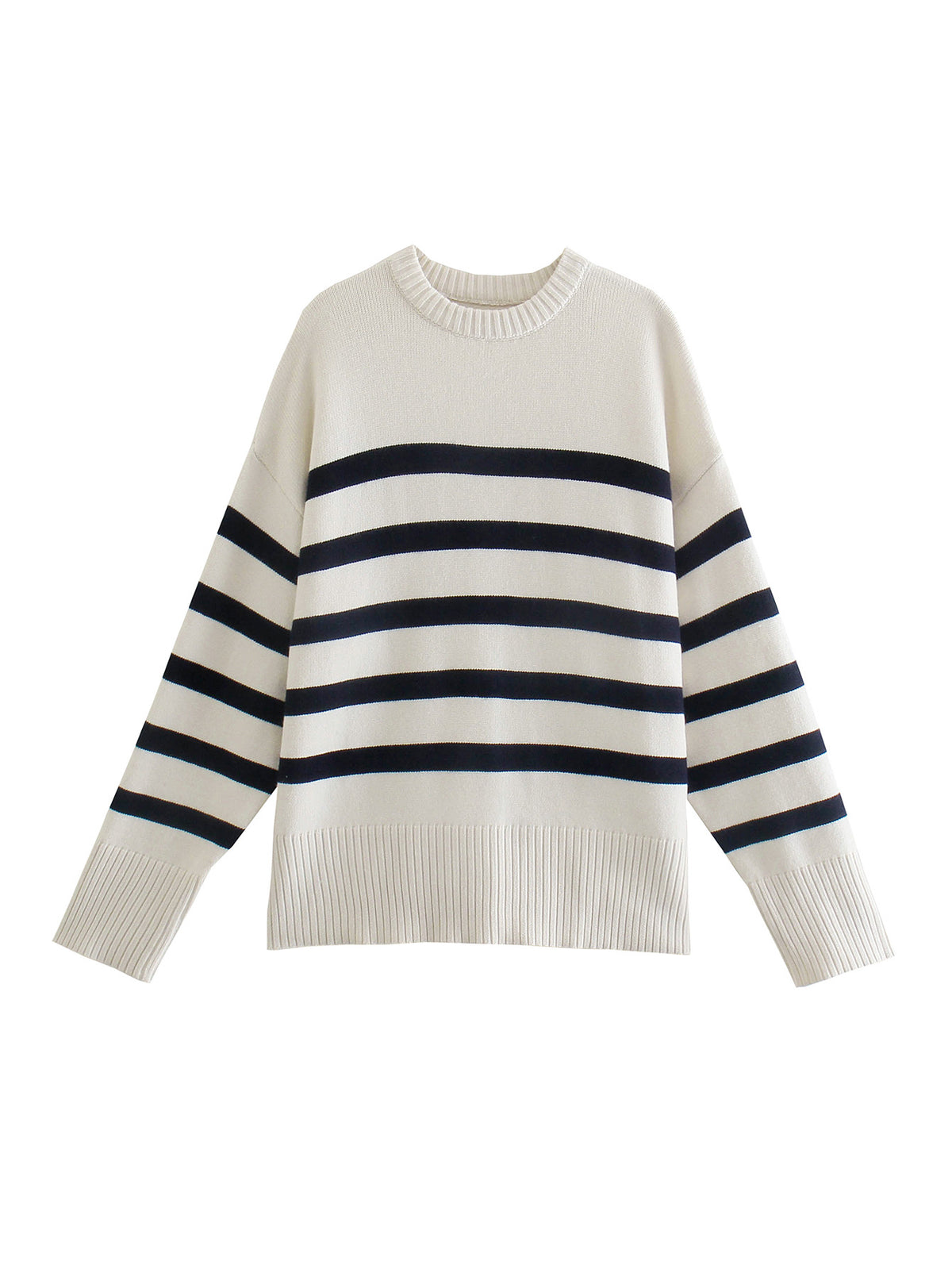 2024 Autumn Women's Striped Long Sleeve Knit Sweater