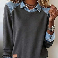 Denim-Collar Knit Pullover “Noemi”