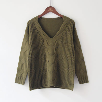 Zopfstrick-Pullover mit V-Ausschnitt „Marina“