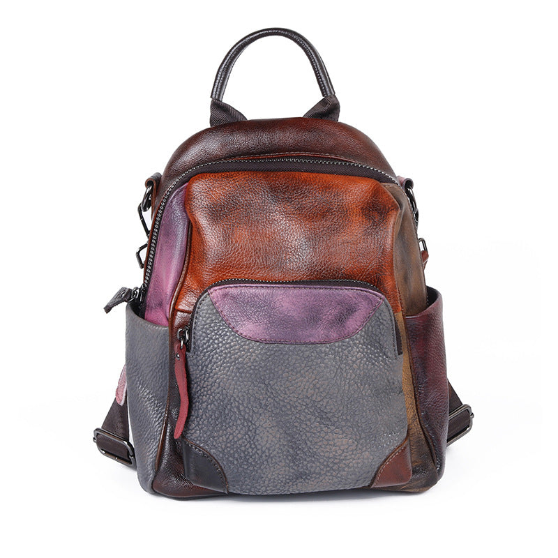 Zweifarbiger Lederrucksack