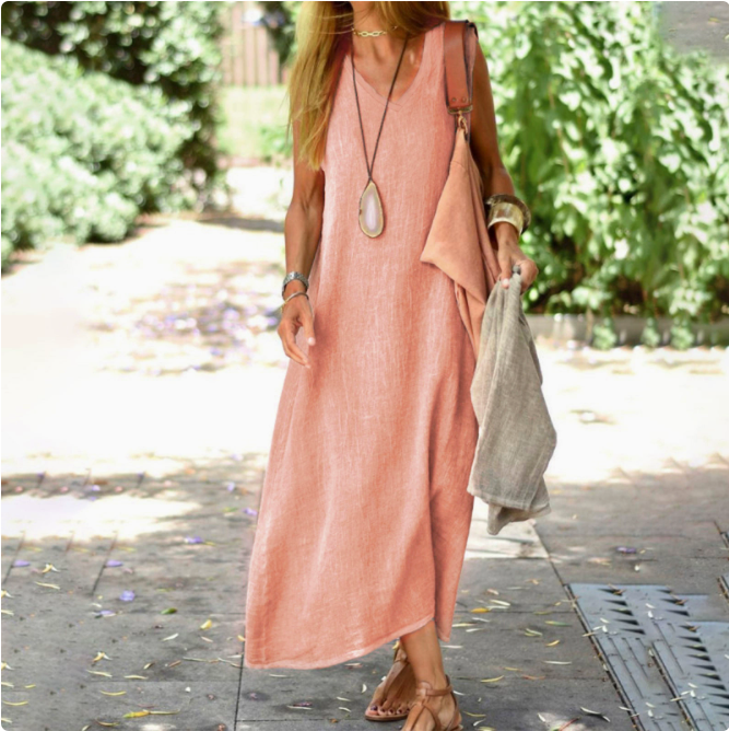 Vintage Cotton-Linen Maxi Dress 'Marlene'
