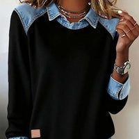 Denim-Collar Knit Pullover “Noemi”