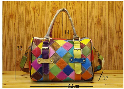 Patchwork Cowhide Boston Bag