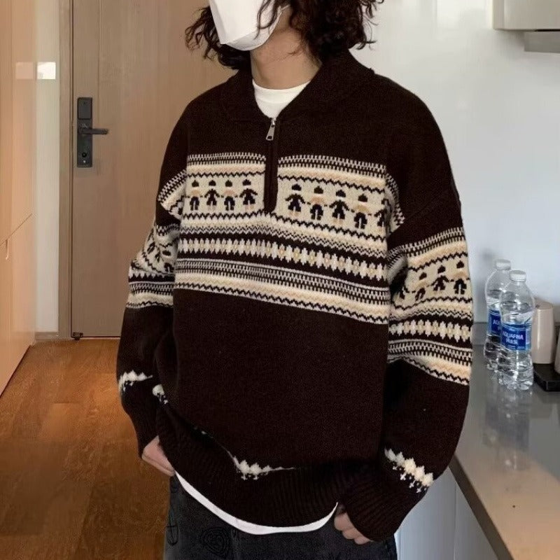 Jacquard Half-Zip Knit Sweater “Lorenzo”