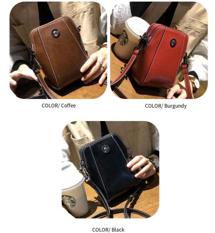 Small Cowhide Leather Crossbody Phone Bag