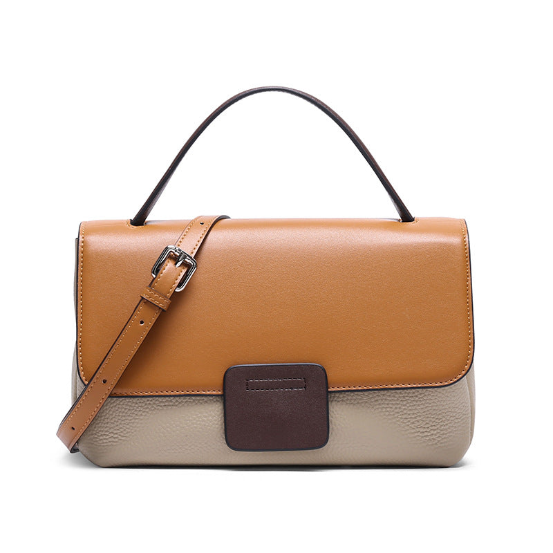 Two-Tone Leather Flap Handbag