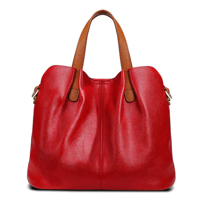 Simple Casual Soft Leather Tote Bag for Women