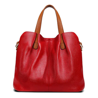 Simple Casual Soft Leather Tote Bag for Women