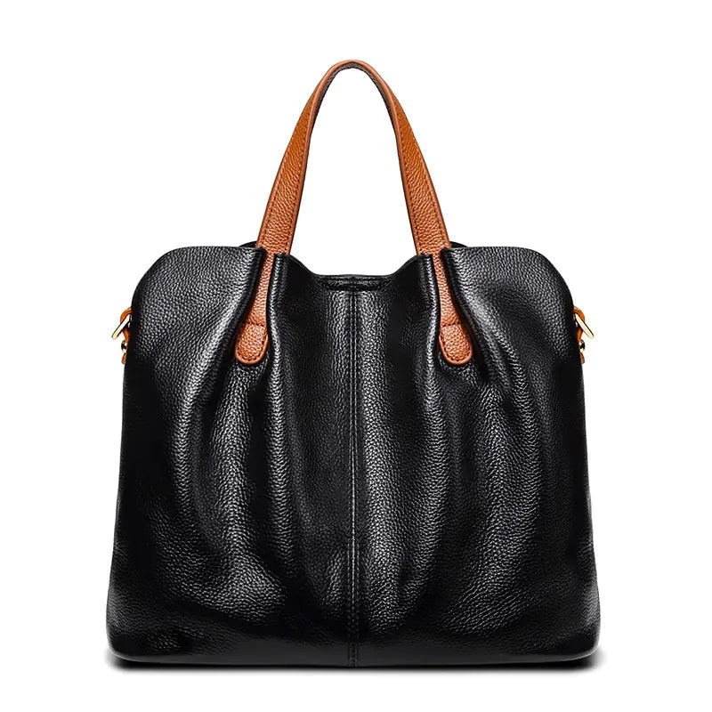 Simple Casual Soft Leather Tote Bag for Women